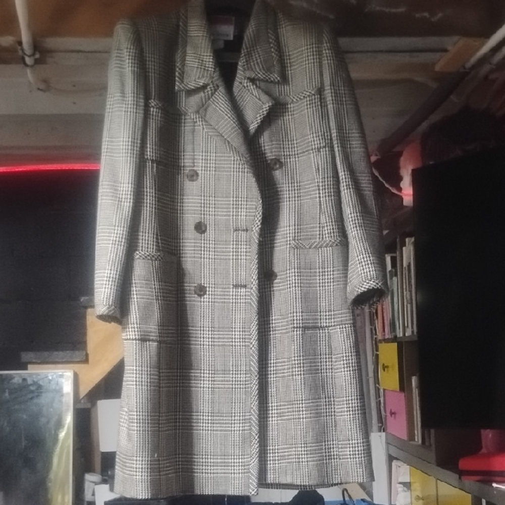 Oscar de la Renta Black and Brown Trench Coat Classic Style